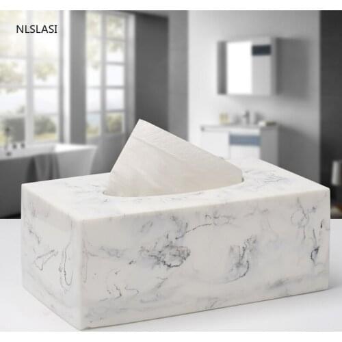 Creative Marble Texture Resin Facial Tissue Box Home Decor Kitchen Office Car Napkin Holder Paper Towel Dispenser Container