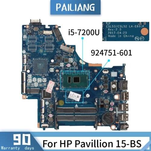 924751-601 924751-501 For HP Pavillion 15-BS LA-E801P SR342 I5-7200U Mainboard Laptop motherboard DDR4 tested OK