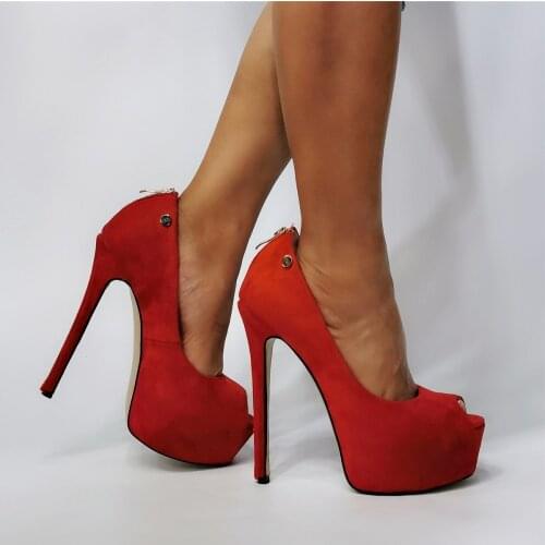 MKKHOU Fashion Single Shoes Women New Summer Sexy Suede Fish Mouth Color Matching Thick-Soled Super High Heels Large Size 36-47