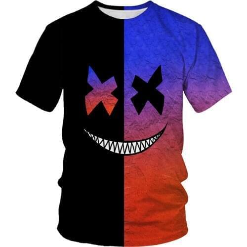 Spoof graffiti clown funny teeth mens oversized T-shirt 3D digital graphic T-shirt anime cartoon teeth graphic top 100-6XL