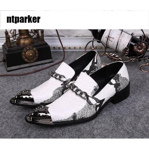 Ntparker Ponited Metal Toe Man Dress Shoes Rock Personality Man Wedding Shoes Party Footwear Height Increased, US6-12