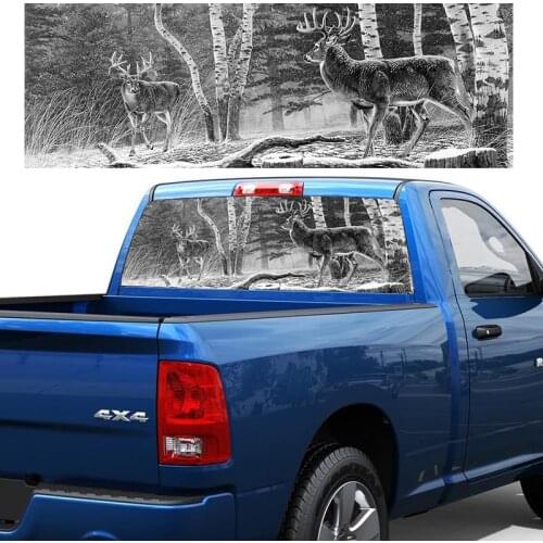 Deer Hunting Back Window Stickers Rear Window Graphic Decal Forest Animals Deer Hunting Rear Window Sticker for Truck SUV