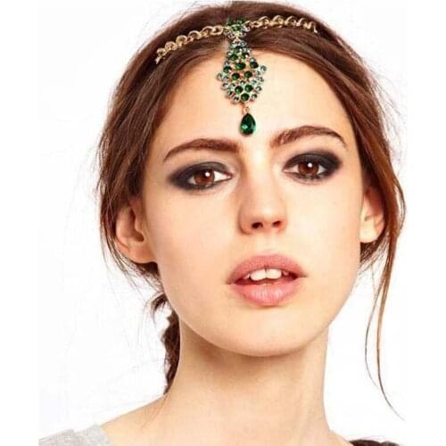 Charm Women Crystal Flower Drop Forehead Head Piece Hairpin Headband noiva Bridal Tiara Crown Wedding Jewelry Hair Accessories