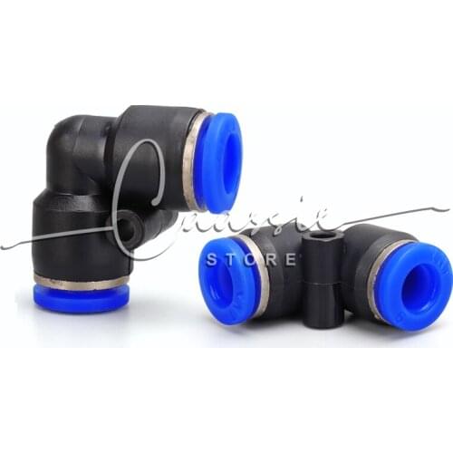 Pneumatic Fitting PV Air/Water Hose and Tube Push In Connector 4-16mm Plastic Pipe Hose Quick Connector Angle Adapter Plug 1PCS