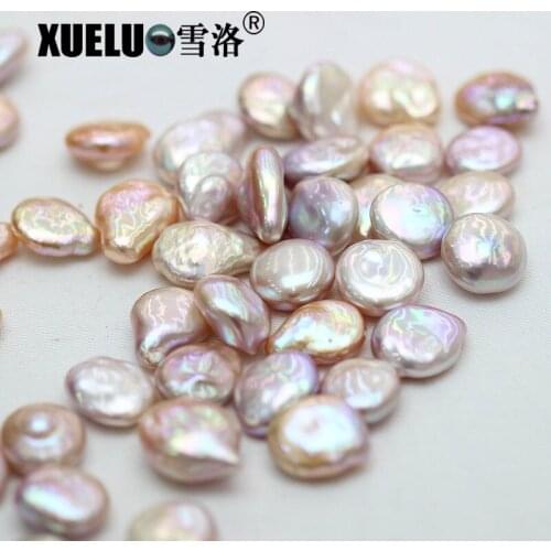 XUELUO 10pcs/Pack 14-15mm Multicolor Cultured Coin Natural Fresh water Loose Pearl Beads for earrings,pendants,bracelets