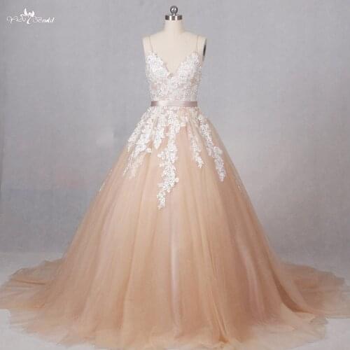 RSW1287 Real Photos China Bridal Gowns Champagne Tulle Factory Direct Wedding Dresses