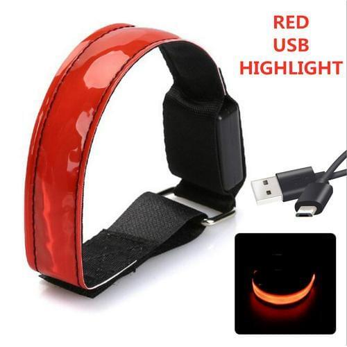 Outdoor Sports Night Running Armband LED Light USB Rechargeable Safety Belt Arm Leg Warning Wristband Cycling Bike Bicycle Light