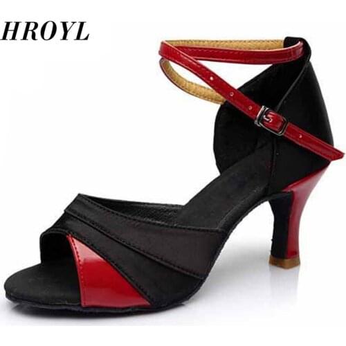 HROYL Womens Latin Dance Shoes Heels Salsa Tango Ballroom Dancing Shoes For Women Gold Silver Red Dance Sandals 5/7CM