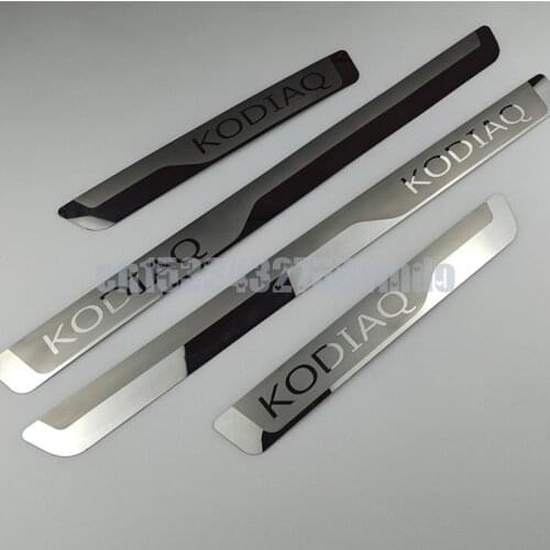 Ultra Thin Stainless Steel Scuff Plate Door Sill Cover Sticker Suitable for Skoda KODIAQ 2016 2017 2018 2019 2020