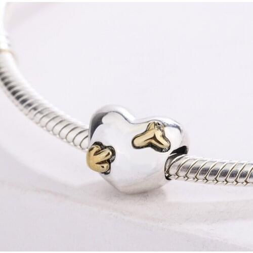Vintage Charm Pendant 925 Sterling Silver Heart Shaped Bow And Arrow Strung Across The Heart Bracelet Jewelry Making For Pandora