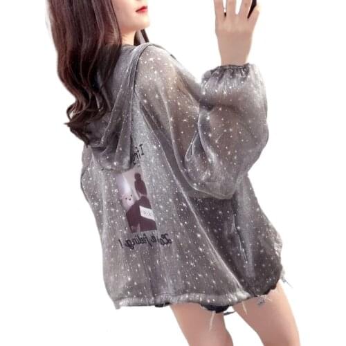 Sunscreen womens spring and summer clothes plus size 200 kg loose thin shiny air-conditioning coat cardigan jacket