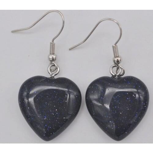 Blue Sandstone Stone Heart beads Dangle Earrings Jewelry For Woman Gift T273