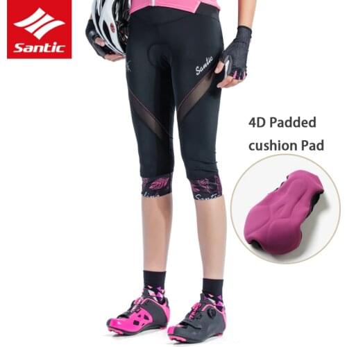 Santic Coolmax 4D Padded Women Cycling Shorts spring Summer Outdoor Road MTB Bike Riding 6 cents trousers Ladies Tights Shorts