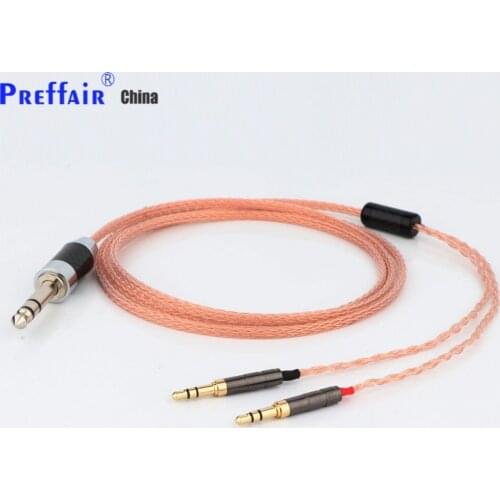 1PC Preffair 6.35mm Plug 16 Core 99% 7N OCC Earphone Cable for Denon AH-D7200 AH-D5200 AH-D9200 3.5mm Headphone Pin