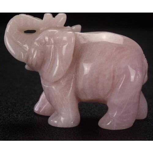 2 inch carved rose quartz elephant animal lucky figurine Feng Shui Reiki decor