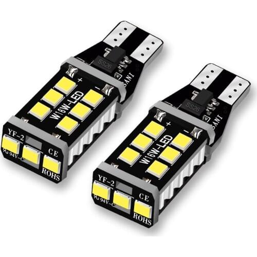 2pcs W16W T15 LED Bulbs 2835 SMD Canbus Error Free LED Backup Light 921 912 W16W LED Bulbs Car Reverse Lamp 6000k White DC12V