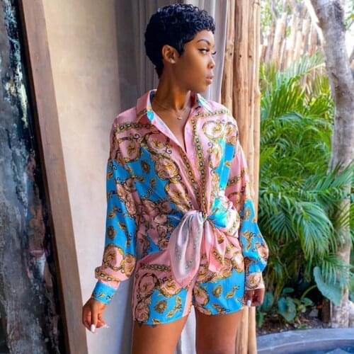 2020 New African Print Elastic Bazin Baggy Shorts Rock Style Dashiki Long Sleeve Famous Suit For Women Shirt And Shorts 2pcs/se