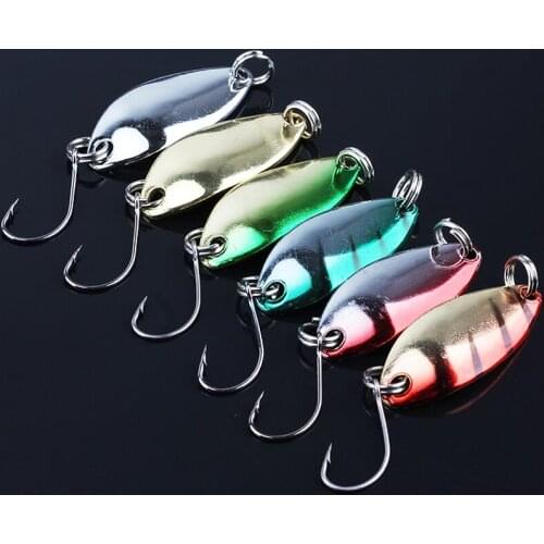 6pcs/lot 6 Color Spinner Spoon Fishing Lure Metal Lures Red Reflective Hard Bait Attracting Fish Inducers