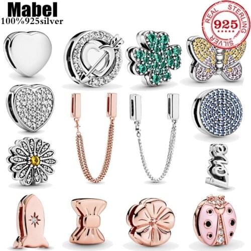 925 Sterling Silver Dumbo and Mrs. Jumbo clover butterfly flower DIY fine beads Fit Original Pandora Charm Bracelet Jewelry F039
