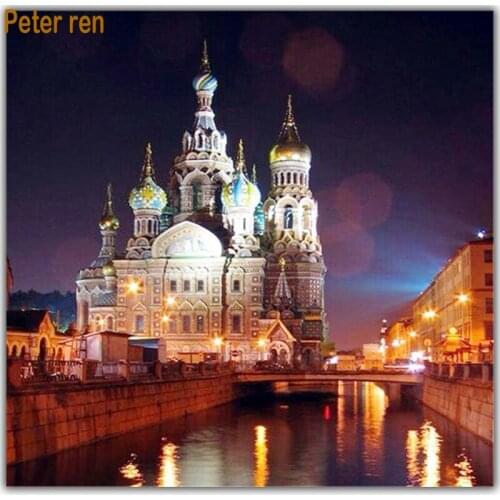 Peter ren Diamond painting cross stitch full mosaic Embroidery with diamonds Rhinestone for needlework "Sofia church night view"