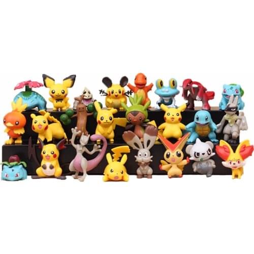 24pcs/set 4-5cm pikachu Anime Toys for Kids Christmas Gifts Cartoon Anime pokemon Action Figure Toys Model Decoration toys sets