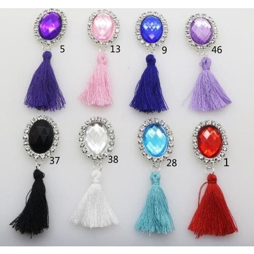 New 2018 10Pcs/Lot 20*25mm Tassel Flatback Brooch Buttons Diy Accessories Wedding party Handwork Button Decoration Mix Color