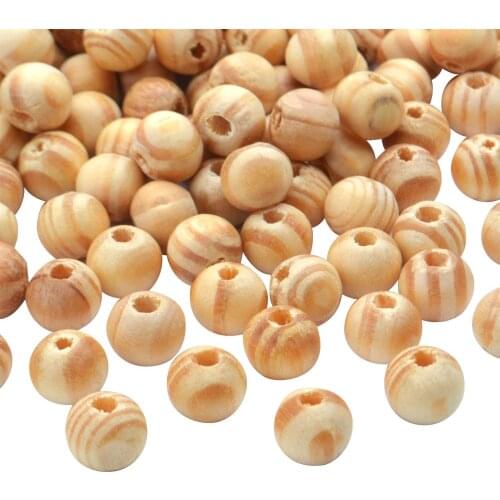 300pcs 8mm Natural Round Wood Beads Unfinished Wooden Beads Loose Wood Spacer Beads for Craft Jewelry Making,3mm Hole