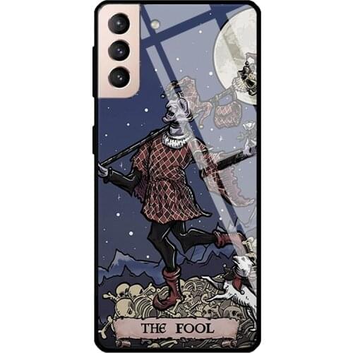 The Fool Tarot Card Spooky Gothic Tempered Glass Case For Samsung Galaxy S21 Ultra Note 20 S8 S9 S10 Note 10 Plus S20 FE