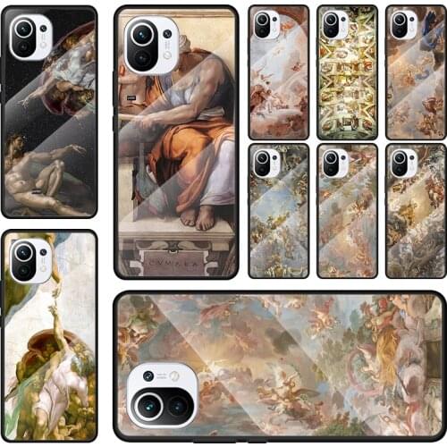 Tempered Glass Cover Art Fresco Michelangelo For Xiaomi Mi 9T CC9 CC9E Note 10 10T 11 11i Pro Lite Ultra Phone Case Shell