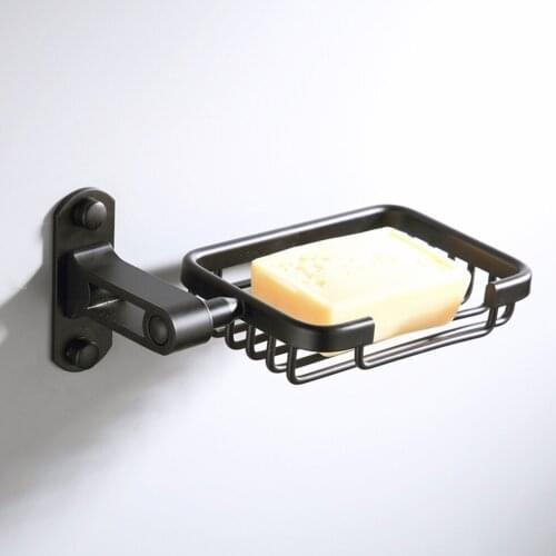Soap Holder Black Wall Mount Soap Basket Shower Caddy Bathroom Soap Dish Space Aluminum Bath Soap Rack Bathroom Accessories
