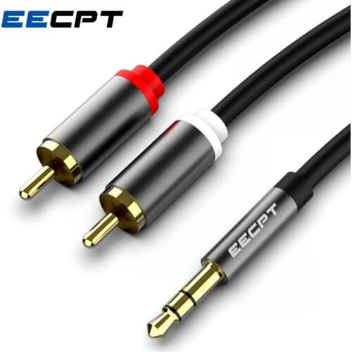 EECPT RCA Cable 2 RCA to 3.5mm Jack Male Splitter Audio Line Aux Cable for Speaker Amplifiers Subwoofer DVD VCD Player Theater