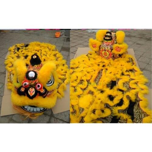 Cosplay Lion Dance Mascot Costume Wool Southern Lion China Folk Art for Two Adults Black Halloween Christmas Easter Adults Gift
