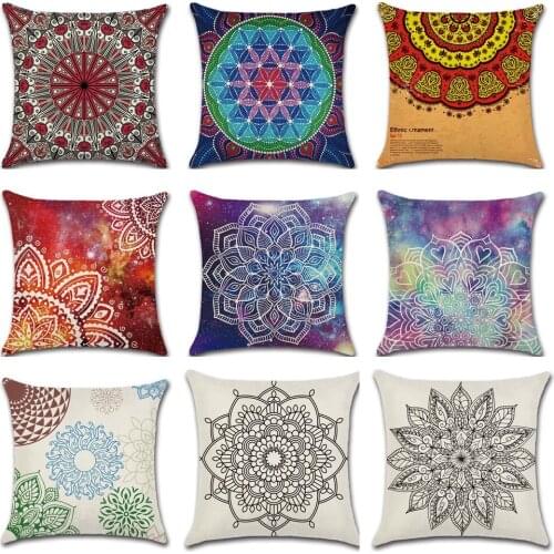 Colorful Geometric Rules Pattern Cushion Cover Starry Mandala Pillow Case Home Decoration Sofa Pillow Cover Bohemia Pillowcase