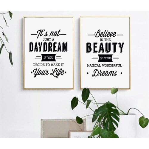 Believe Daydream Inspirational Quote Wall Art Canvas Painting Nordic Posters And Prints Wall Pictures for Living Room Home Decor