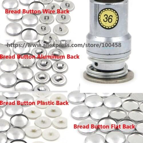 36L Round Aluminum Fabric Self Covered Button Component with Die Tool Metal Bread Top Flat Plastic Ring Back DIY Handmade Button