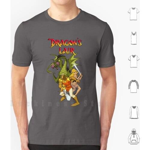 Dragons Lair T Shirt DIY 100% Cotton 6xl Dragon Taito Games Gamers Retro Gaming Retrogames Konami Nintendo Dirk Daphne
