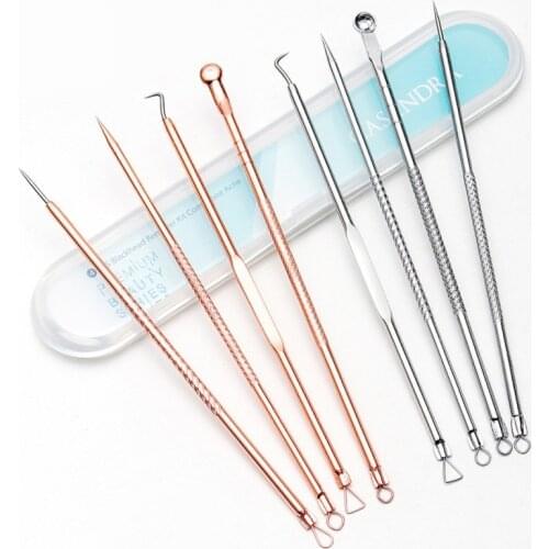 4pcs/set Blackhead Comedone Acne Needle Remover Clip Pimple Spoon For Face Skin Care Tool Needles Facial Pore Cleaner