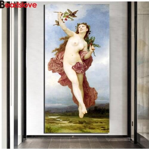 Nude Woman Flowers Art Diamond Painting Full Square Round Drill Diy 5D Diamond Embroidery Mosaic set large size