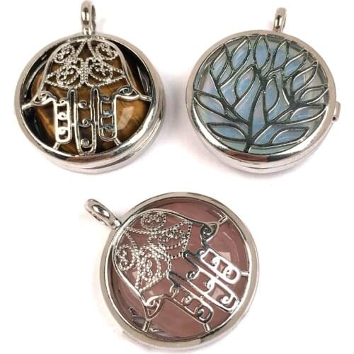 Natural Stones Crystal Hollow Pendant Cage With Stone Pendant Pendants For Jewelry Making DIY Reiki Necklaces Accessories