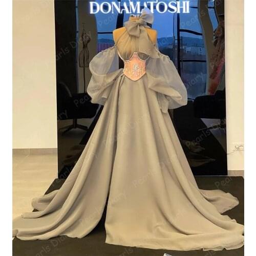 New Arrival High Neck Evening Dresses With Corset 2021 Robe De Soiree Arabic Dubai Prom Dress Middle East Pageant Party Gowns