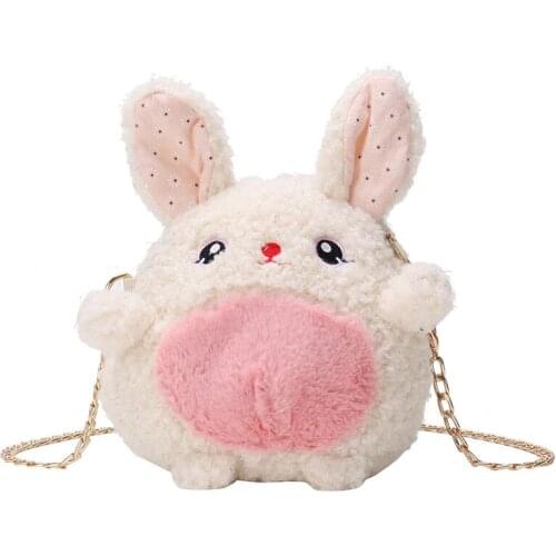 New 3D Plush Cartoon Women Crossbody Bags Ladies Tote Bags Animal Rabbit Shoulder Bags for Girls Coin Purses Cute Female Handbag