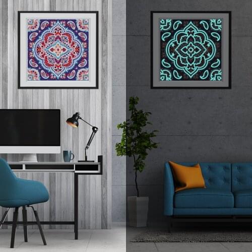 Newest Coming Mandala 5D Diamond Painting Kits Luminous Night Light Diamond Embroidery Cross Stitch Home Decoration DIY Craft