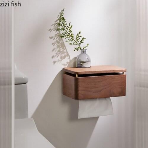 Walnut Wood Tissue Box Holder Wall-mounted Paper Towel Rack Tissue Case Dining Table Desktop Napkin Holder Wall Storage Rack