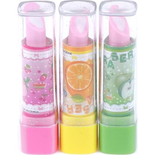1PCS Colorful Eraser Lipstick Ice Cream Shape Students Gift School Office Supplies for Pencil Rotary Rubber Stationery Kids