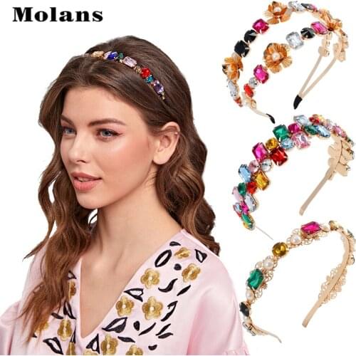 Molans Colorful Rhinestone Hairbands For Women Girls Wedding Party Trendy Headband Jewelry Accessories Wholesale Gift
