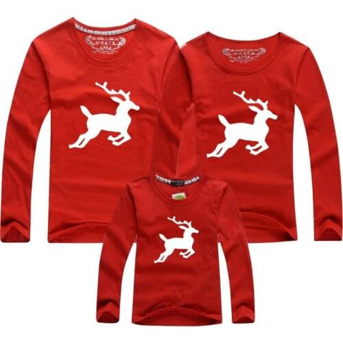 Christmas Family Matching Outfits Look Deer Dad Mom Son Daughter Cartoon Print Cotton Hoodies Children Sets Baby Kids Cothes