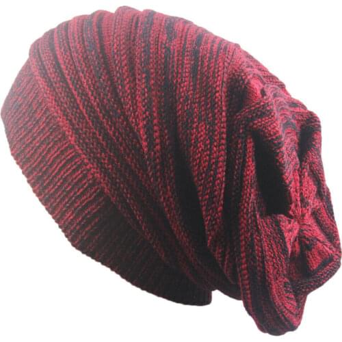 Men and Women Hat Mixed Color Cotton Striped Hip Hop Winter Warm Hat Scarf Beanies Knit Long Loose Hat Gorro Headdress