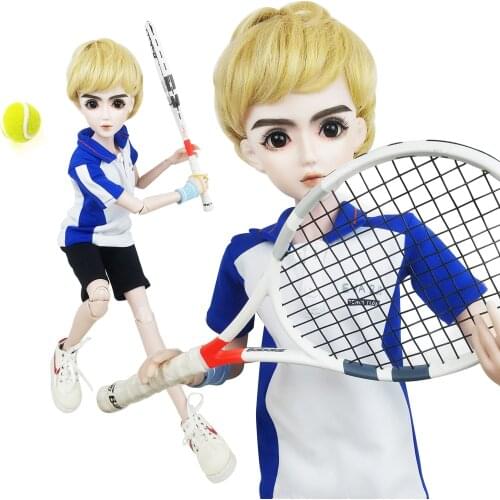 EVA BJD 1/3 BJD Doll Full Set Tennis Boy SD Ball Jointed Dolls Handmade Makeup Shirt Pant Hair Tennis Racket Shoes 3 Tennis Ball