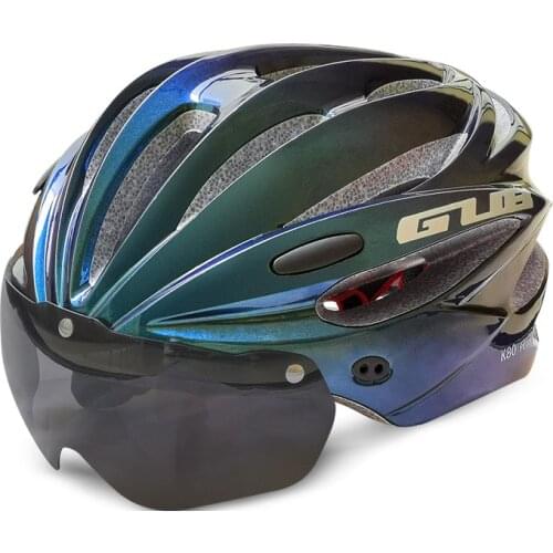 MTB Road Bicycle Helmet Intergrally-molded Bike Helmet with Visor Goggles Lens Ultralight Safe Riding Cycling Cap For Men Women