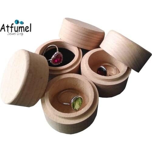 Rustic Wedding Double Ring Box Handmade Round Wood Jewellery Box Boite Bijoux Boite Cadeau Sieraden Doos DIY Jewelry Ring Box